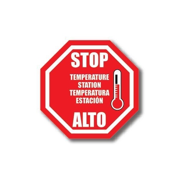 Ergomat 32in OCTAGON SIGNS Stop Temperature Station - Bilingual English/Spanish DSV-SIGN 1024 #4203 -UEN - main